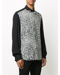 schwarzes und weißes Langarmhemd mit Leopardenmuster von Just Cavalli