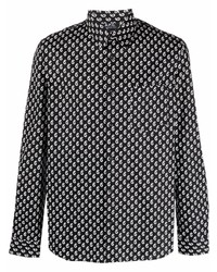 schwarzes und weißes Langarmhemd mit Paisley-Muster von A.P.C.