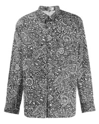 schwarzes und weißes Langarmhemd mit Paisley-Muster von Isabel Marant