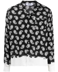schwarzes und weißes Langarmhemd mit Paisley-Muster von MSGM