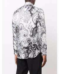 schwarzes und weißes Langarmhemd mit Paisley-Muster von Etro