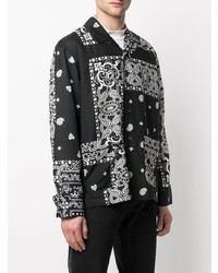 schwarzes und weißes Langarmhemd mit Paisley-Muster von Sacai