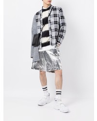 schwarzes und weißes Langarmhemd mit Schottenmuster von Comme Des Garcons Homme Plus