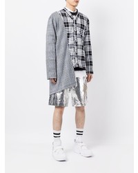 schwarzes und weißes Langarmhemd mit Schottenmuster von Comme Des Garcons Homme Plus