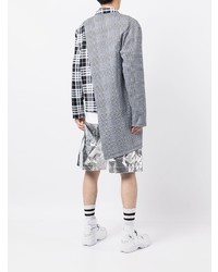 schwarzes und weißes Langarmhemd mit Schottenmuster von Comme Des Garcons Homme Plus