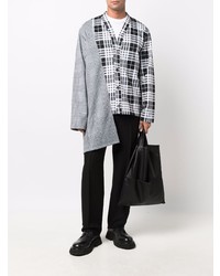 schwarzes und weißes Langarmhemd mit Schottenmuster von Comme Des Garcons Homme Plus