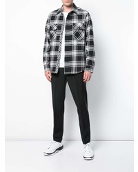 schwarzes und weißes Langarmhemd mit Schottenmuster von Off-White