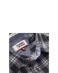 schwarzes und weißes Langarmhemd mit Schottenmuster von Tommy Jeans