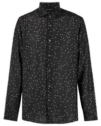 schwarzes und weißes Langarmhemd mit Sternenmuster von Emporio Armani