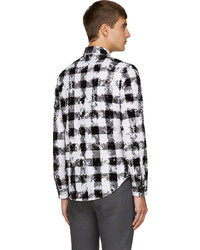 schwarzes und weißes Langarmhemd mit Vichy-Muster von McQ