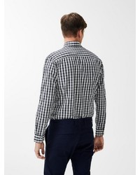 schwarzes und weißes Langarmhemd mit Vichy-Muster von Produkt
