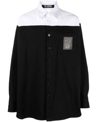 schwarzes und weißes Langarmhemd von Raf Simons