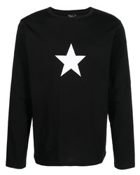 schwarzes und weißes Langarmshirt mit Sternenmuster von agnès b.