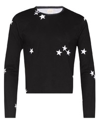 schwarzes und weißes Langarmshirt mit Sternenmuster von Stefan Cooke