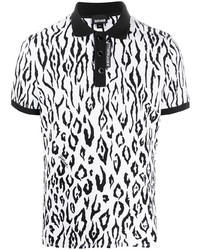 schwarzes und weißes Polohemd mit Leopardenmuster von Just Cavalli