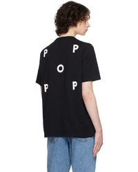 schwarzes und weißes Strick T-Shirt mit einem Rundhalsausschnitt von Pop Trading Company