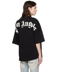 schwarzes und weißes Strick T-Shirt mit einem Rundhalsausschnitt von Palm Angels