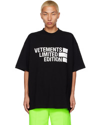 schwarzes und weißes Strick T-Shirt mit einem Rundhalsausschnitt von Vetements