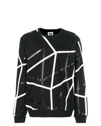 schwarzes und weißes Sweatshirt mit geometrischem Muster