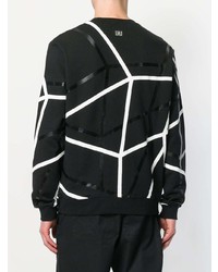 schwarzes und weißes Sweatshirt mit geometrischem Muster von Les Hommes Urban