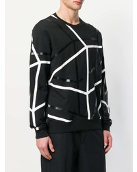 schwarzes und weißes Sweatshirt mit geometrischem Muster von Les Hommes Urban