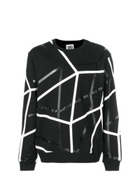 schwarzes und weißes Sweatshirt mit geometrischem Muster von Les Hommes Urban