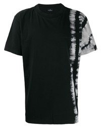 schwarzes und weißes Mit Batikmuster T-Shirt mit einem Rundhalsausschnitt
