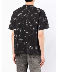 schwarzes und weißes Mit Batikmuster T-Shirt mit einem Rundhalsausschnitt von AAPE BY A BATHING APE