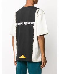 schwarzes und weißes Mit Batikmuster T-Shirt mit einem Rundhalsausschnitt von Heron Preston