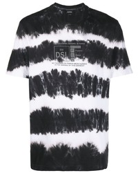 schwarzes und weißes Mit Batikmuster T-Shirt mit einem Rundhalsausschnitt von Diesel