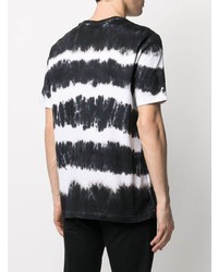 schwarzes und weißes Mit Batikmuster T-Shirt mit einem Rundhalsausschnitt von Diesel