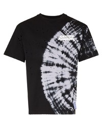 schwarzes und weißes Mit Batikmuster T-Shirt mit einem Rundhalsausschnitt von Satisfy