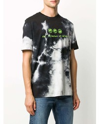 schwarzes und weißes Mit Batikmuster T-Shirt mit einem Rundhalsausschnitt von Diesel