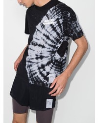 schwarzes und weißes Mit Batikmuster T-Shirt mit einem Rundhalsausschnitt von Satisfy