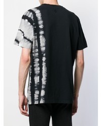 schwarzes und weißes Mit Batikmuster T-Shirt mit einem Rundhalsausschnitt von Marcelo Burlon County of Milan