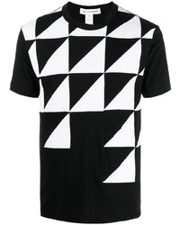 schwarzes und weißes T-Shirt mit einem Rundhalsausschnitt mit geometrischem Muster von Comme Des Garcons SHIRT