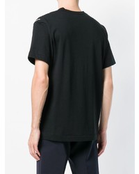 schwarzes und weißes T-Shirt mit einem Rundhalsausschnitt mit geometrischem Muster von Comme Des Garcons Homme Plus