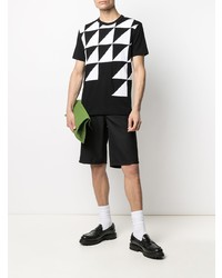 schwarzes und weißes T-Shirt mit einem Rundhalsausschnitt mit geometrischem Muster von Comme Des Garcons SHIRT