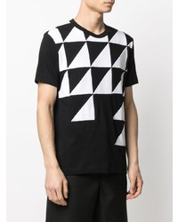 schwarzes und weißes T-Shirt mit einem Rundhalsausschnitt mit geometrischem Muster von Comme Des Garcons SHIRT