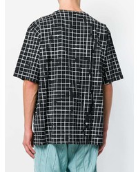 schwarzes und weißes T-Shirt mit einem Rundhalsausschnitt mit geometrischem Muster von Haider Ackermann