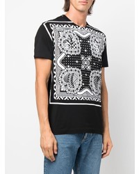 schwarzes und weißes T-Shirt mit einem Rundhalsausschnitt mit Paisley-Muster von Dolce & Gabbana