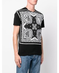 schwarzes und weißes T-Shirt mit einem Rundhalsausschnitt mit Paisley-Muster von Dolce & Gabbana