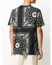 schwarzes und weißes T-Shirt mit einem Rundhalsausschnitt mit Paisley-Muster von Mastermind Japan