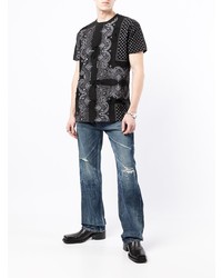 schwarzes und weißes T-Shirt mit einem Rundhalsausschnitt mit Paisley-Muster von Givenchy