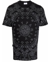 schwarzes und weißes T-Shirt mit einem Rundhalsausschnitt mit Paisley-Muster von Family First
