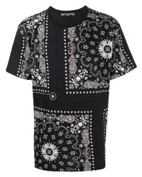 schwarzes und weißes T-Shirt mit einem Rundhalsausschnitt mit Paisley-Muster von Mastermind Japan