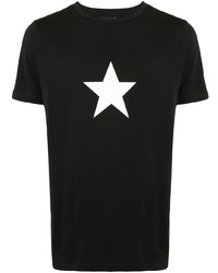 schwarzes und weißes T-Shirt mit einem Rundhalsausschnitt mit Sternenmuster von agnès b.