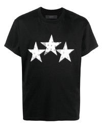 schwarzes und weißes T-Shirt mit einem Rundhalsausschnitt mit Sternenmuster von Amiri