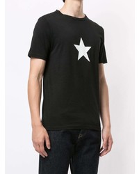 schwarzes und weißes T-Shirt mit einem Rundhalsausschnitt mit Sternenmuster von agnès b.
