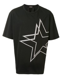 schwarzes und weißes T-Shirt mit einem Rundhalsausschnitt mit Sternenmuster von N°21
